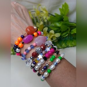 Mix Natural Beads Bracelet Women Rainbow Bracelet Good Luck Bracelet Birthday